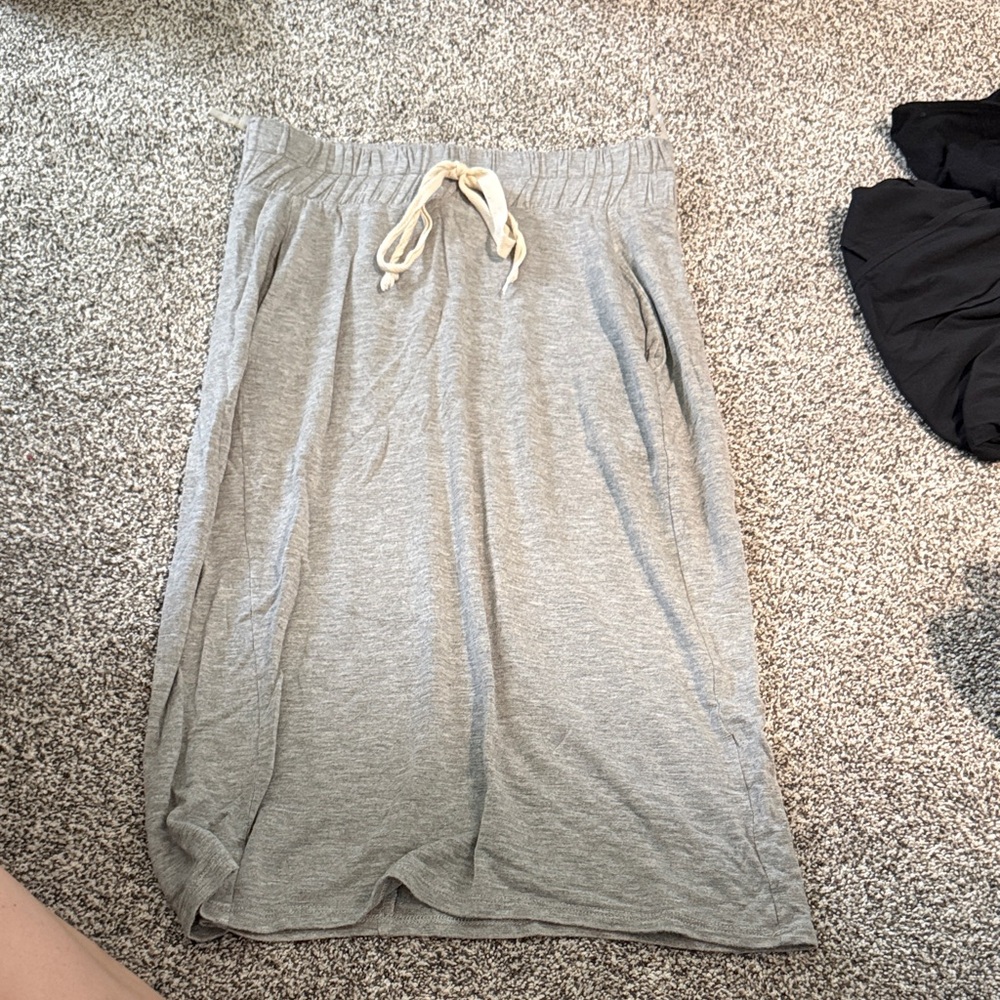 Roolee Gray Midi Skirt with Drawstring